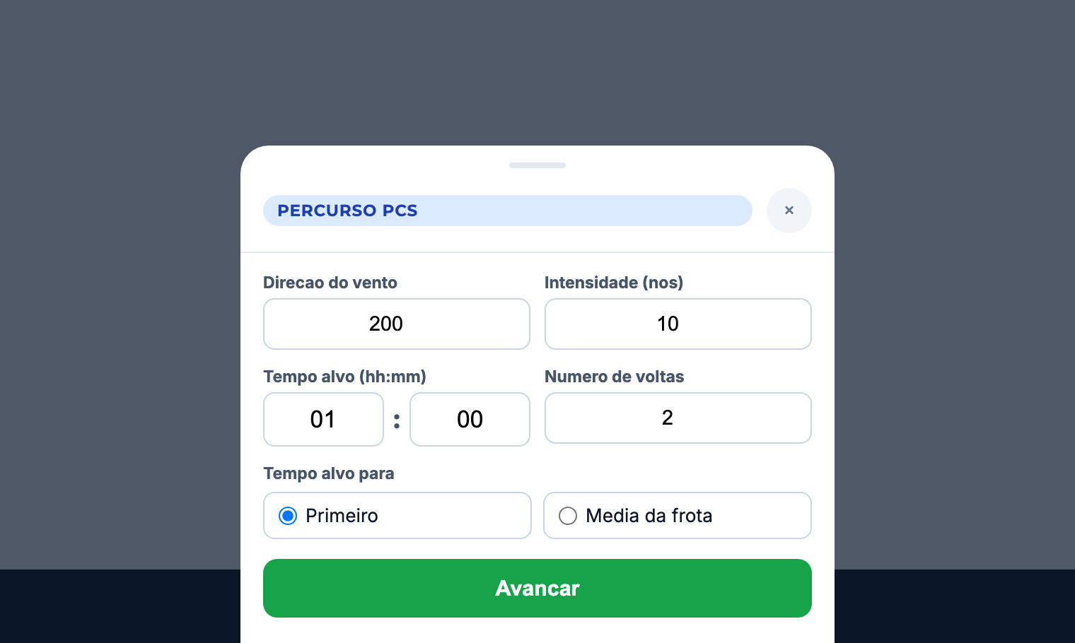 Modal Percurso PCS