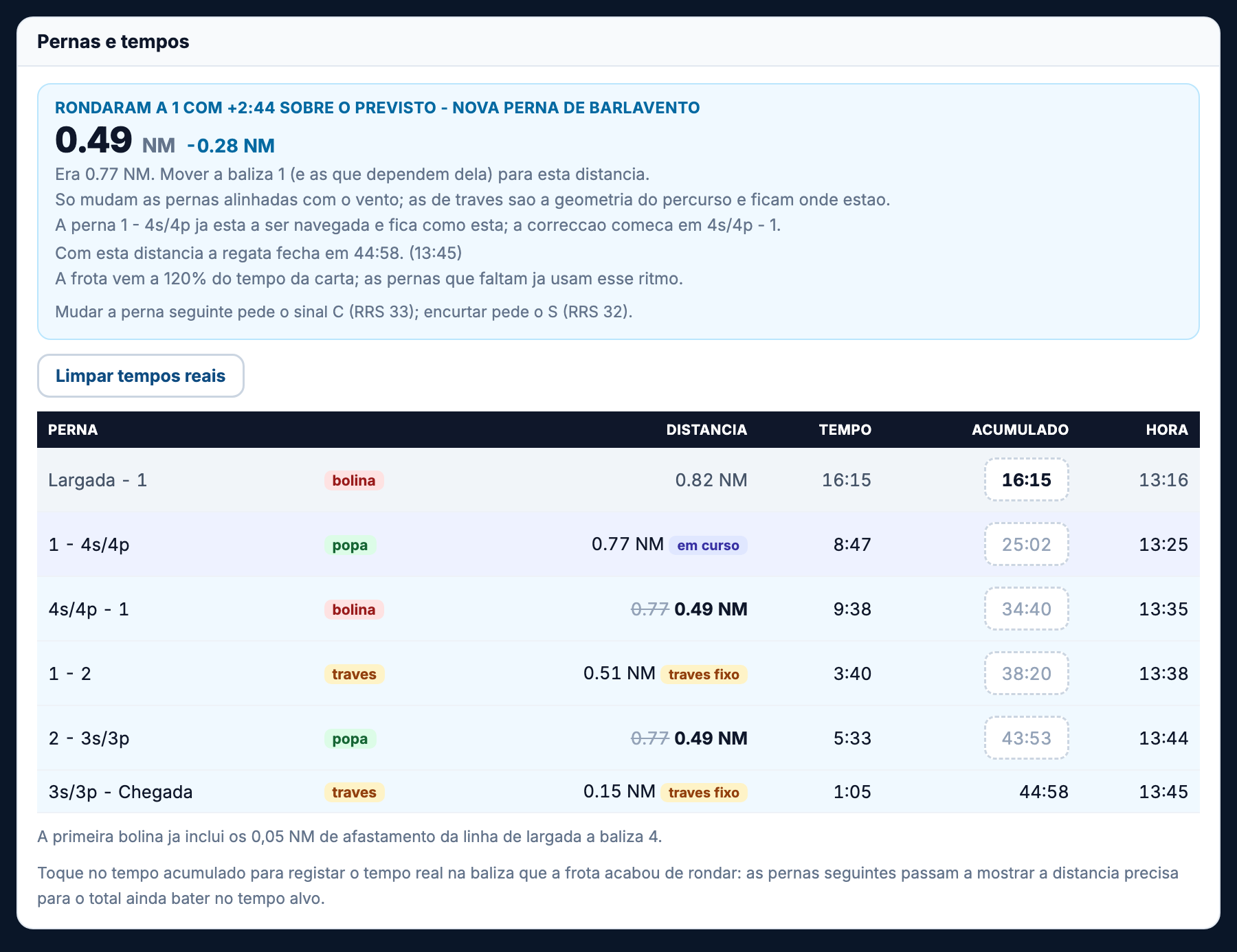Bloco de correccao e tabela actualizada